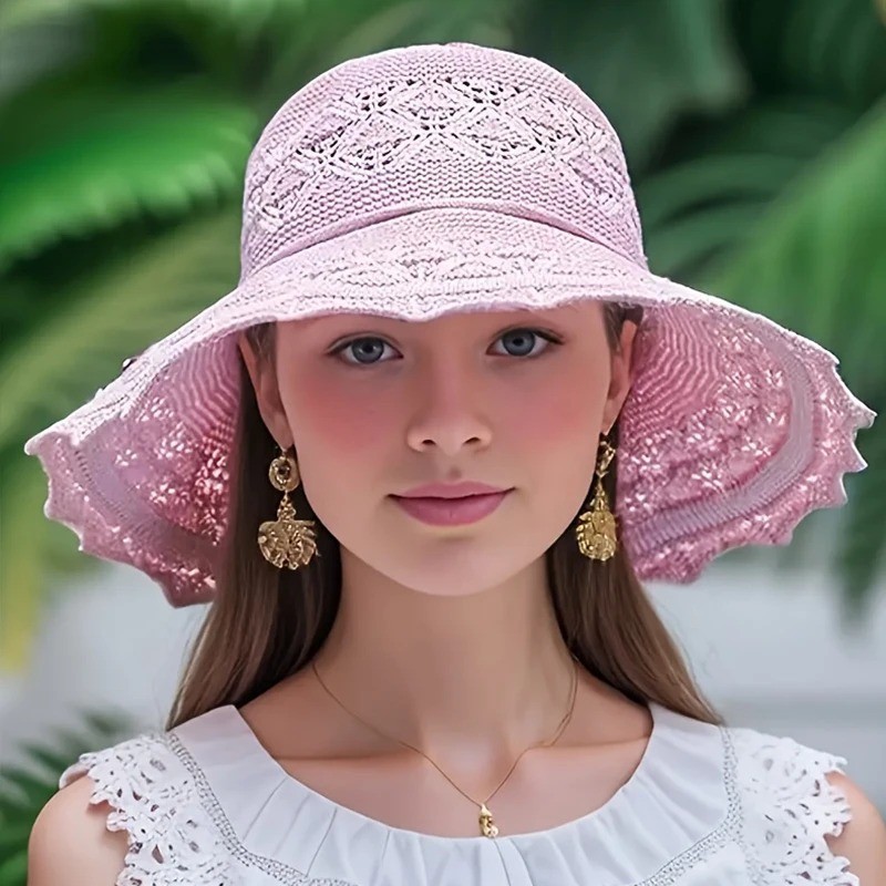 new straw hat summer sun hat sun protection wave sun hat beach cool hat women's