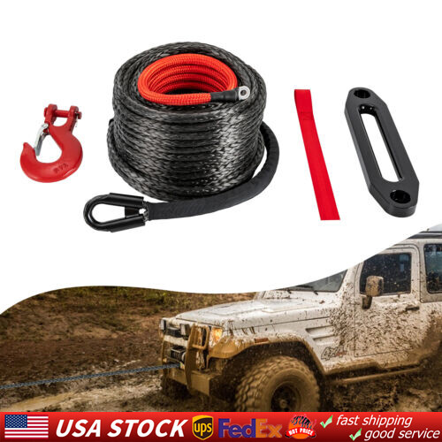 Synthetic Winch Rope Winch Line Recovery Cable 3/8"x100ft 23809lbs for SUV Truck