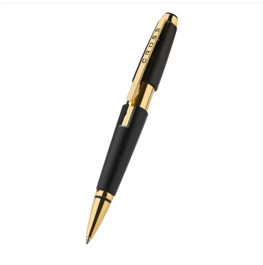 Cross Edge Matte Black Lacquer with Gold PVD Appointments Rollerball Pen