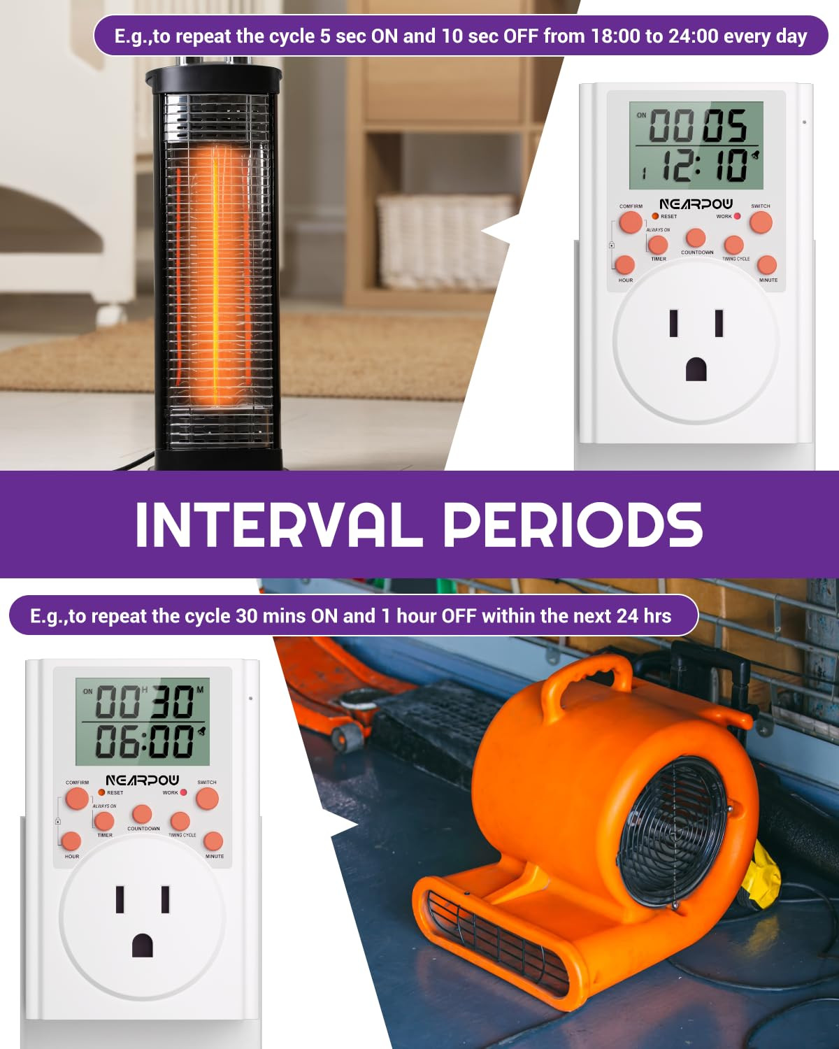 Timer Outlet, Multifunctional Infinite Cycle Programmable Plug-In Digital Timer