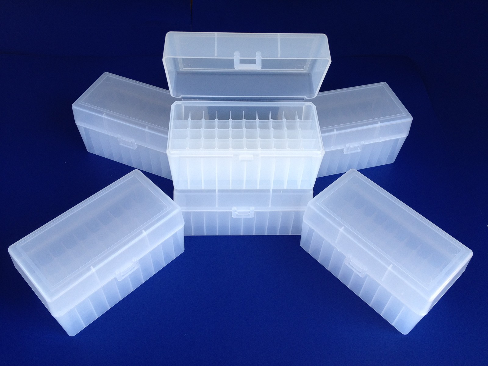 Plastic Ammo Box (Lot of 6) 50 Round, 243, 308, 30-30, 22-250, Made USA, MR-50