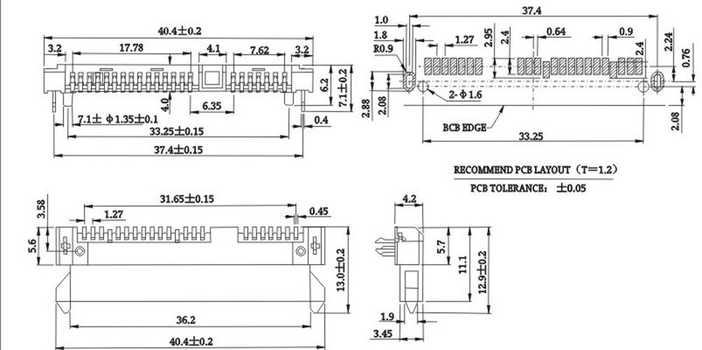 5Pcs Sata 7+15 Pin 22 Pin SMT SMD Type Female Socket Connector Adapter H=4.2mm
