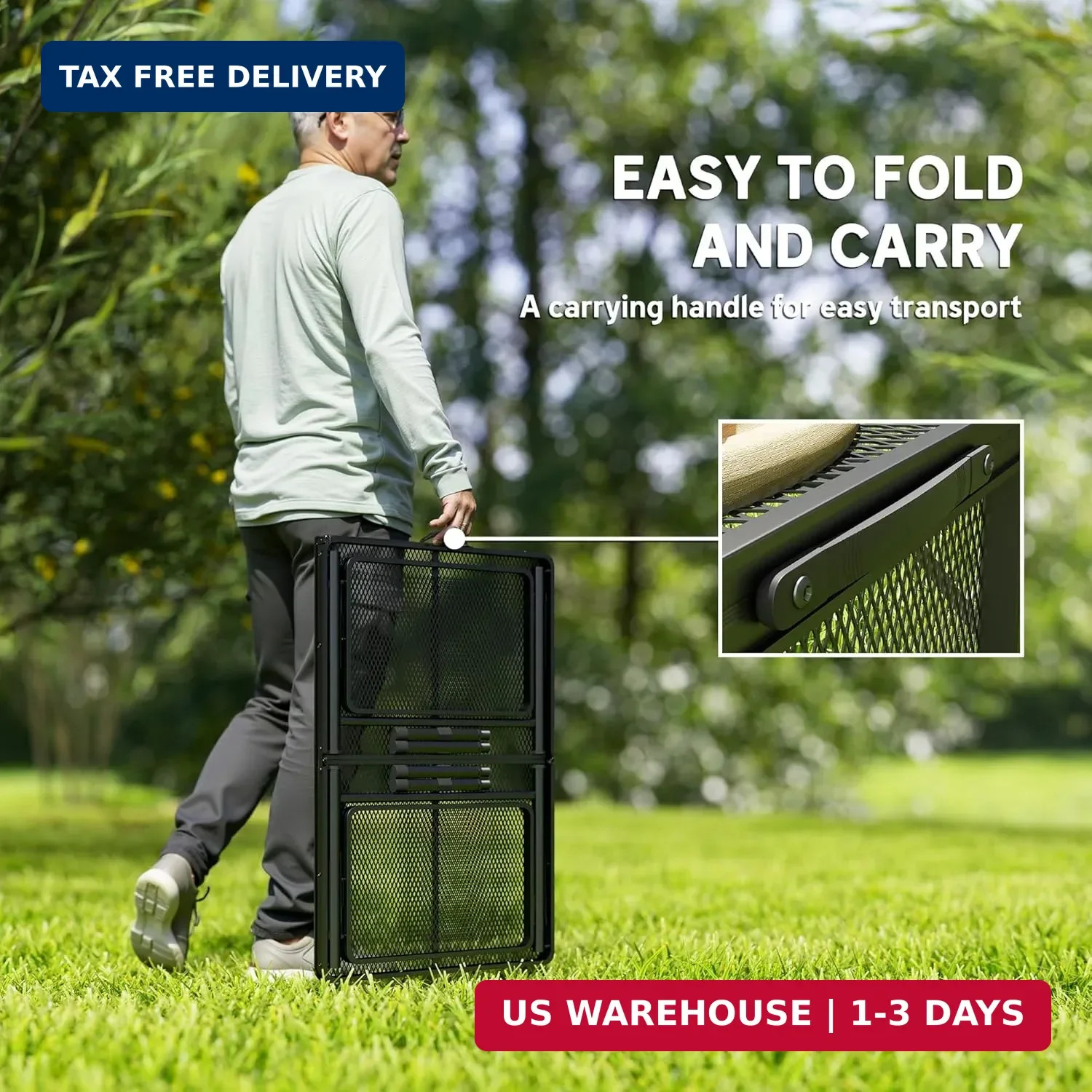 Outsunny Folding Grill Table, 4.5 ft Portable Camping Table with 2 Wing Panels,