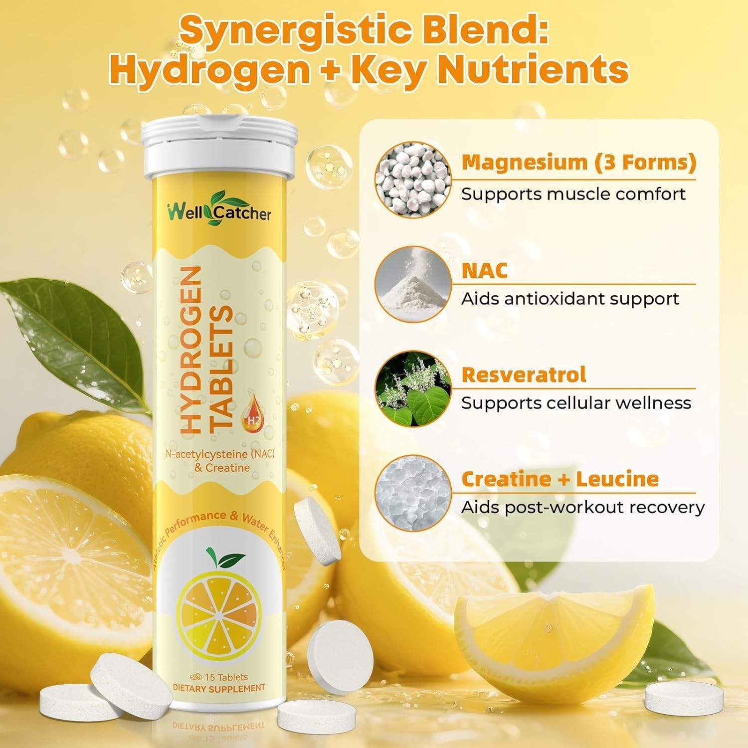 Hydrogen Tablets for Drinking Water: Molecular Hydrogen Tabs 12.4PPM with Magnes