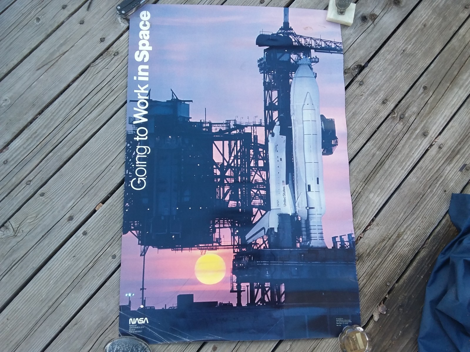 Vintage NASA Going 2 Work In Space Space Shuttle Poster Decor Collect