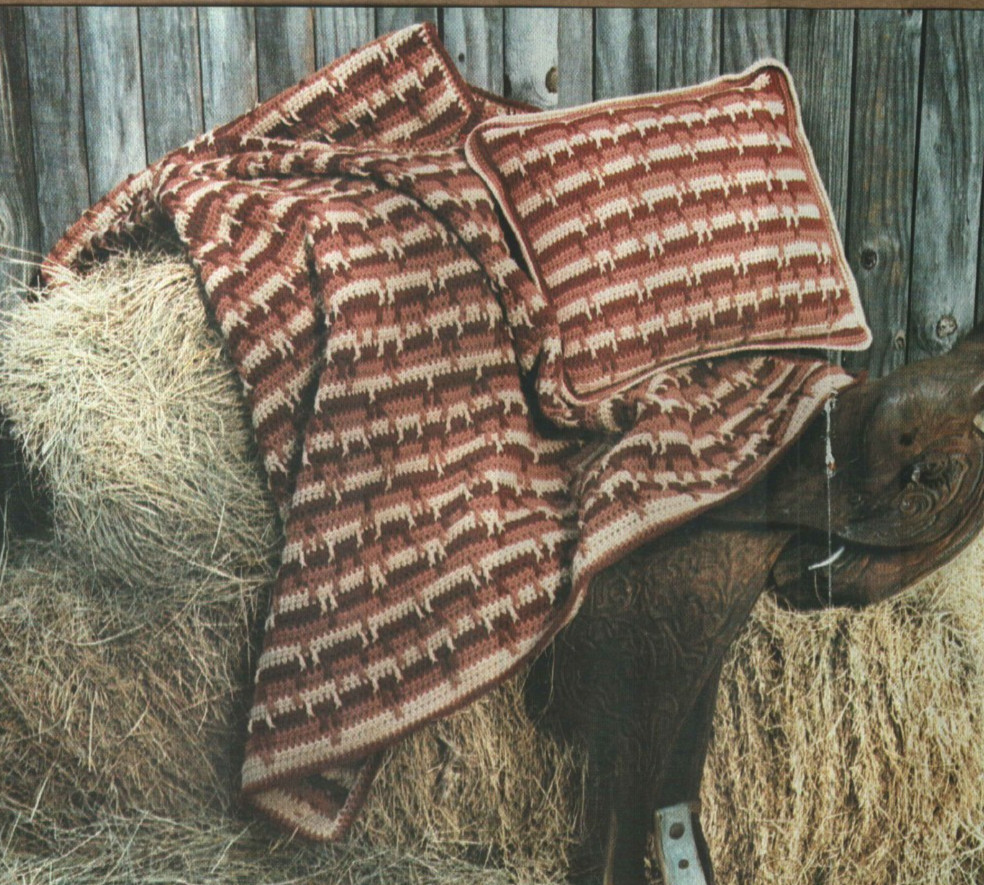 DIAMOND STRIPE AFGHAN & PILLOW HOME DECOR DIGEST CROCHET PATTERN INSTRUCTIONS