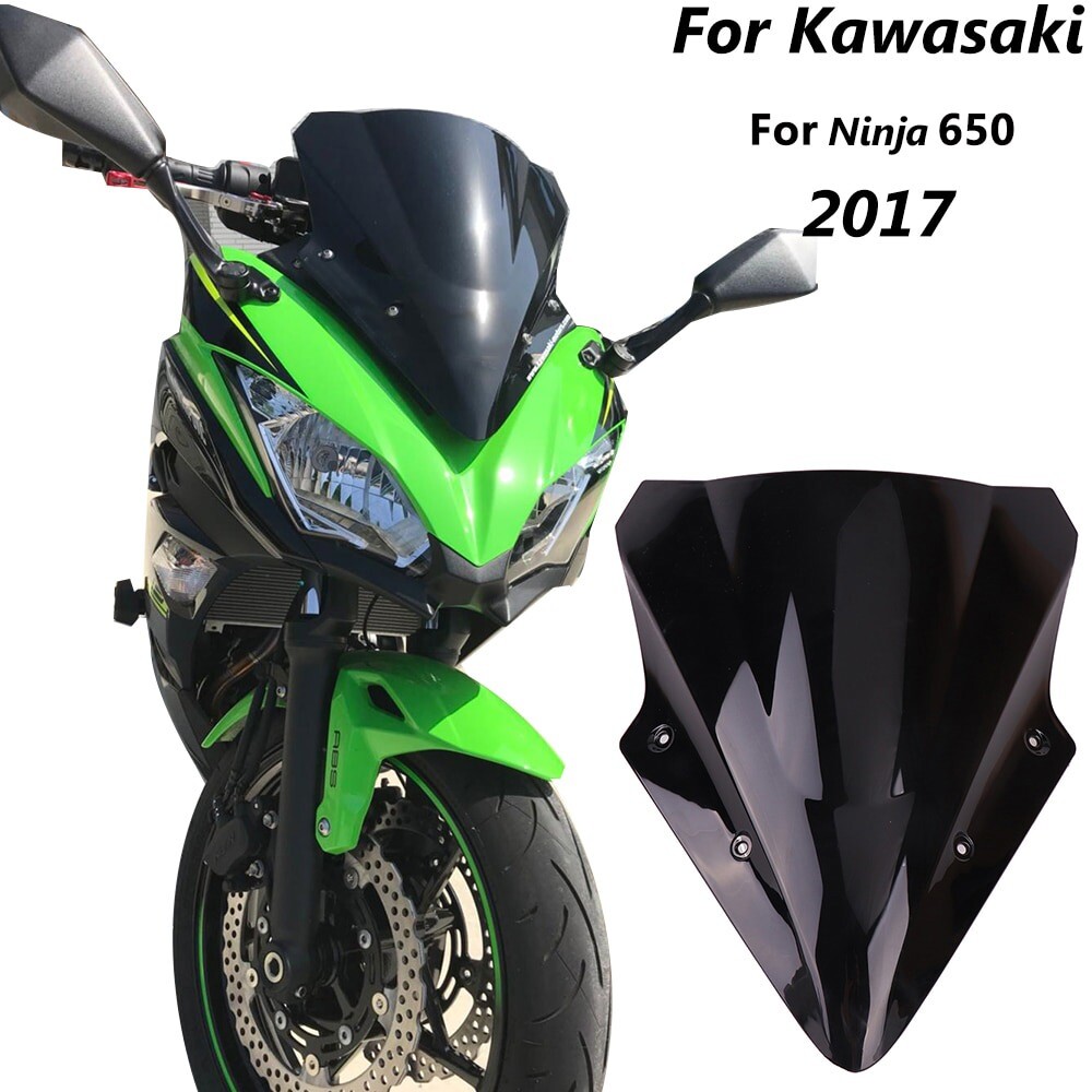 Front Black Windshield Windscreen for Ninja 650 EX650 2017 2018 2019 Kawasaki