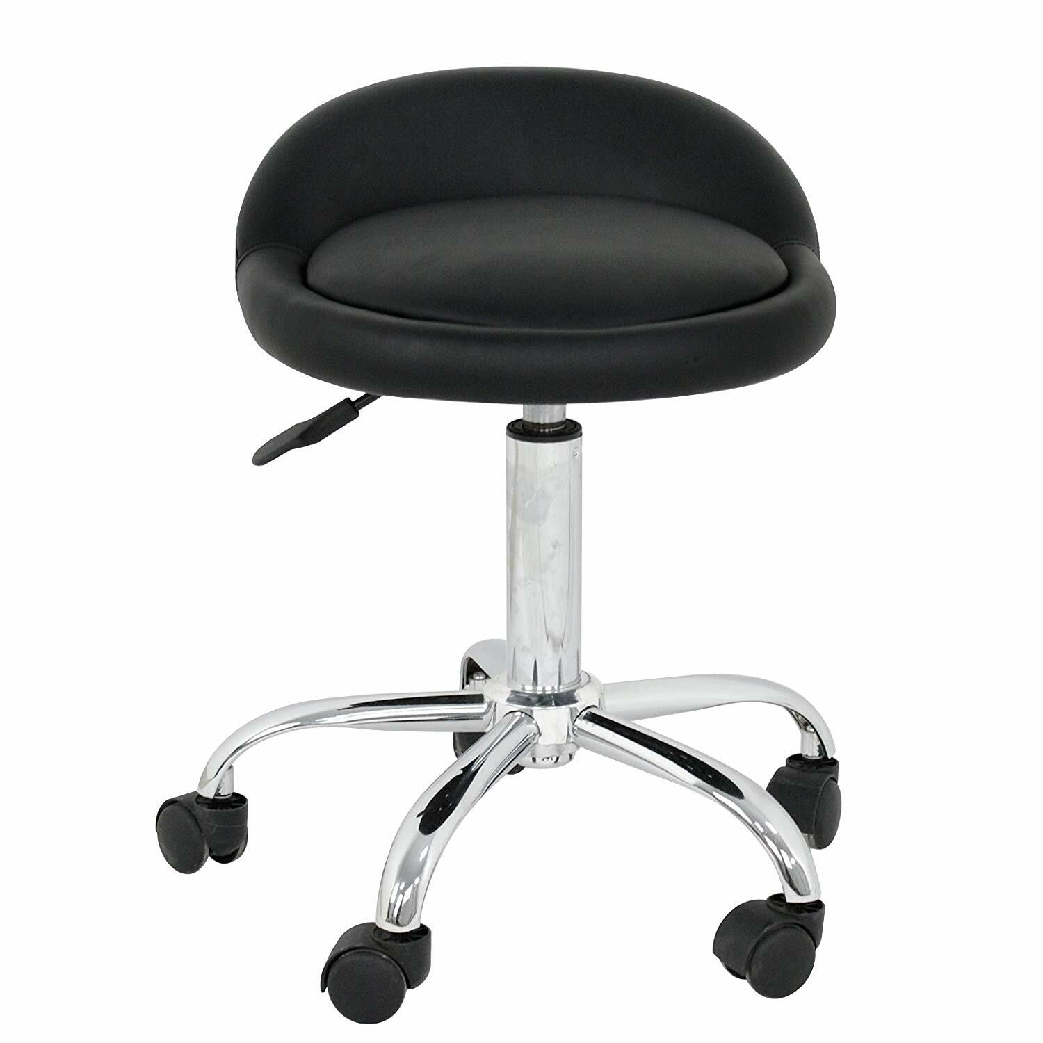 PU Leather Round Rolling Stool Adjustable Height for Massage Salon Spa Facial