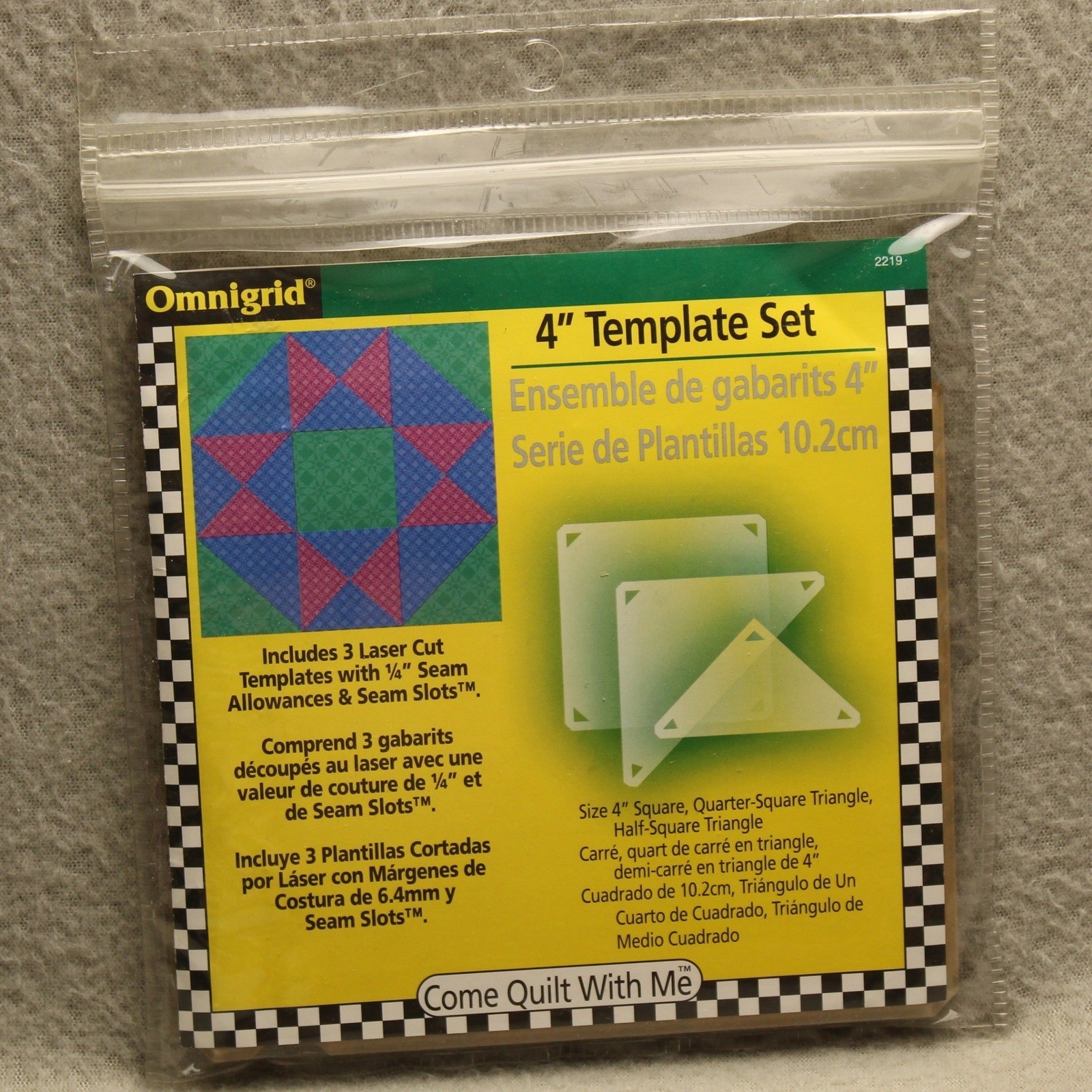 Omnigrid 4 Inch Template Set 3 Piece Laser Cut Quilt Templates 2219 New