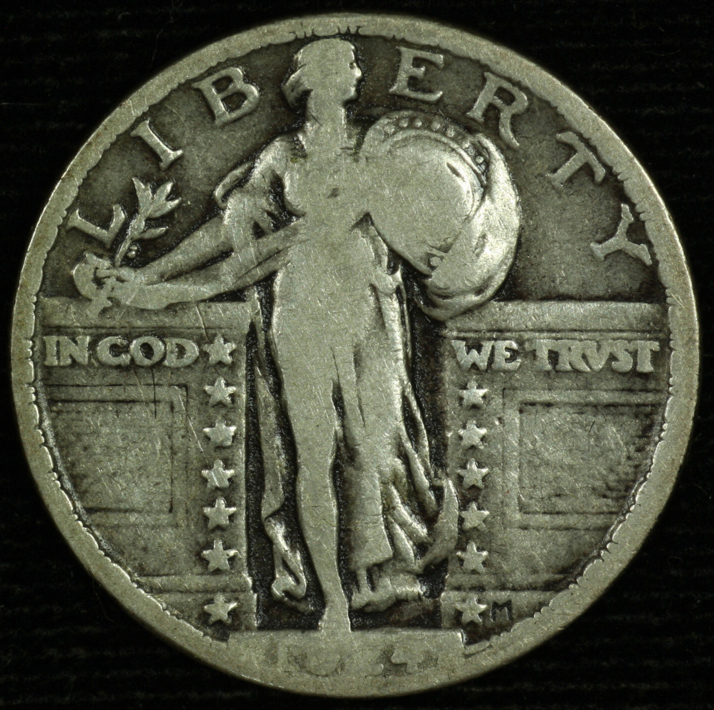 Standing Liberty Silver Quarter. 1924 P. Fine. Lot # 9049-318-704