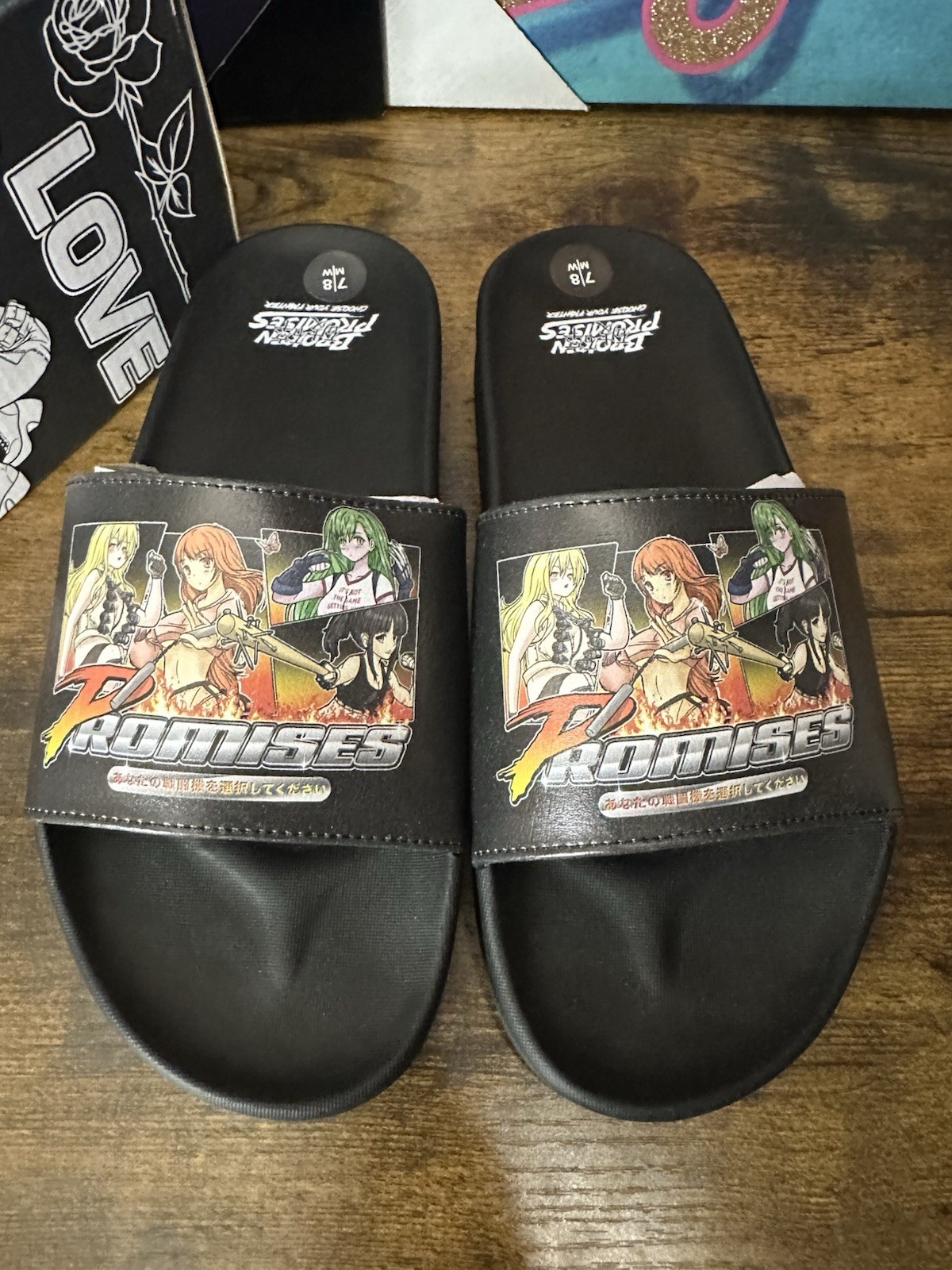 NEW Unisex Broken Promises Choose Your Fighter Anime Slides Sandals 7men/8 women