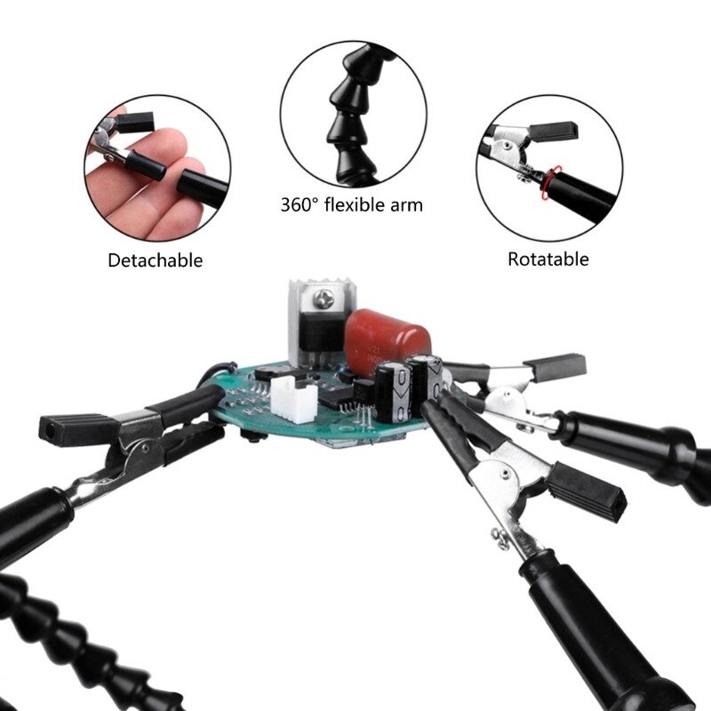 Convenient Soldering Aid Stable Base and Insulated Clips for Secure Work
