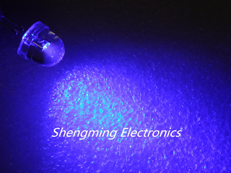 20pcs 8MM Water Clear Blue Light Straw Hat LED Diodes Wide Angle DIP Bulb