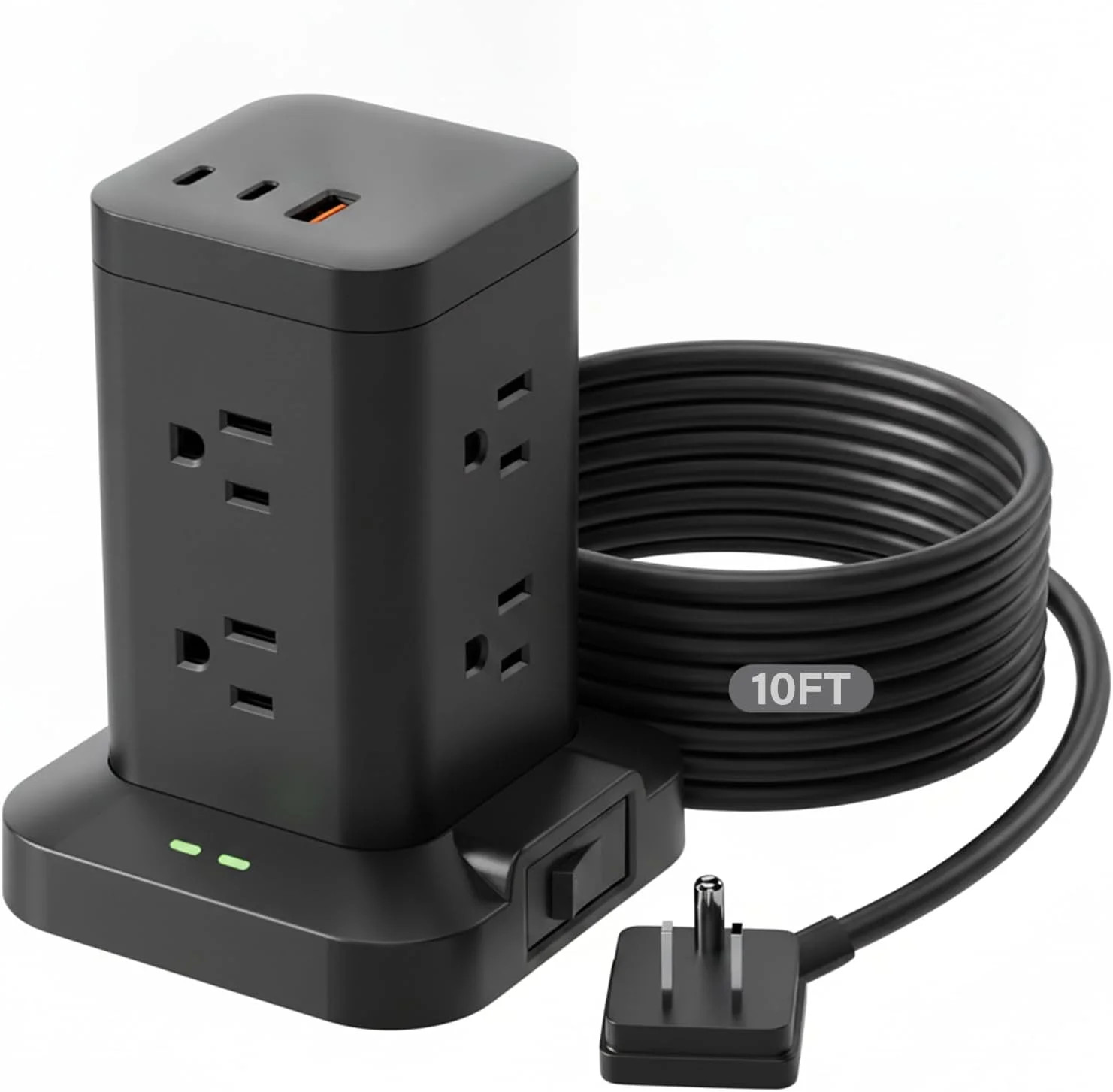 Power Strip Tower with Surge Protector 1800J, Fast Charging Tower PD20W USB-C Po