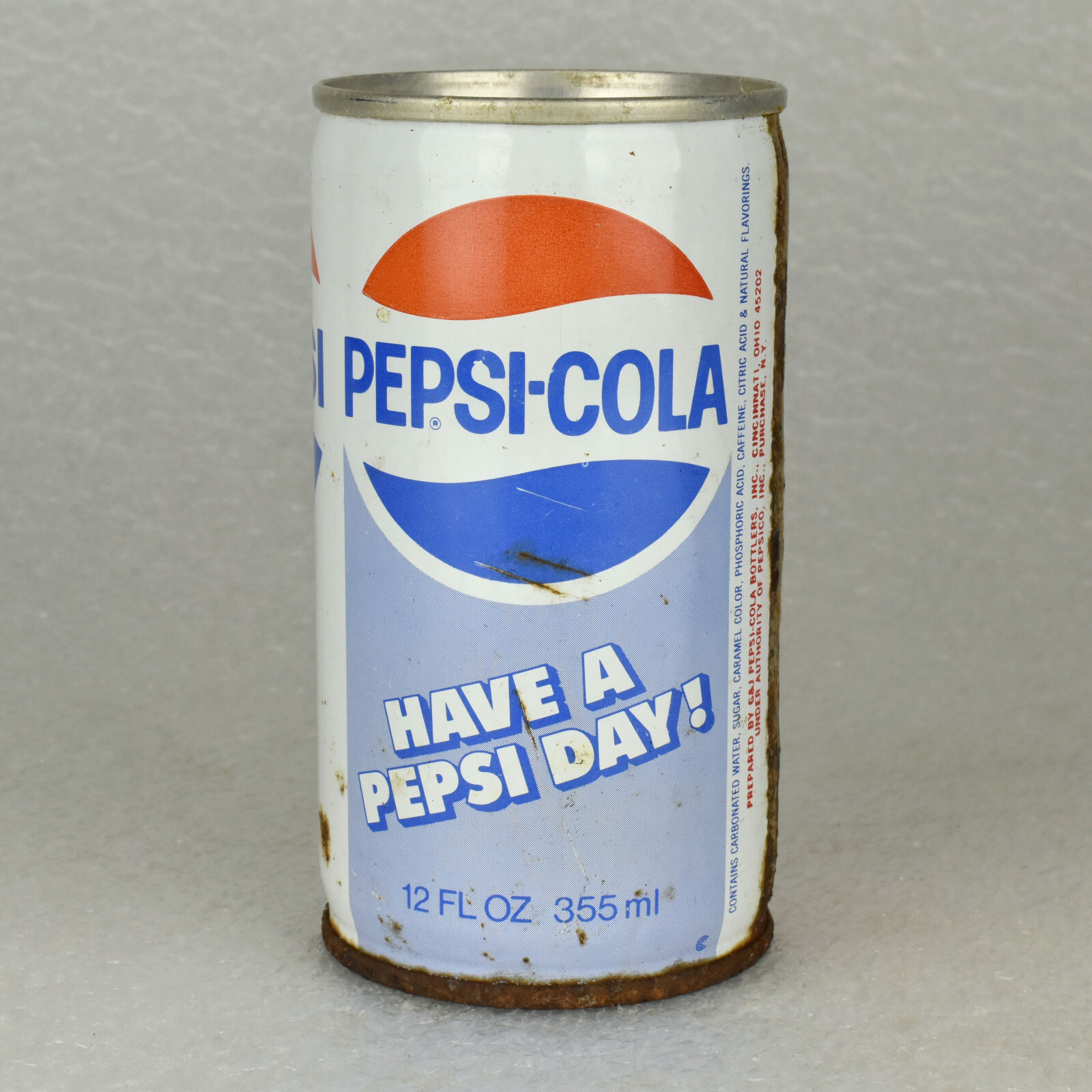 VTG 1970s Pepsi Cola Soda Pop Can HAVE A PEPSI DAY! 12oz Steel Cincinnati OH