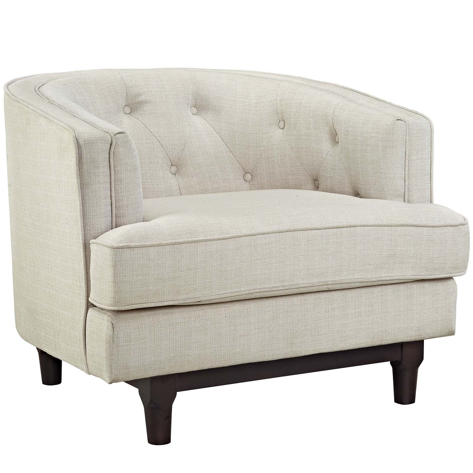 Modway Coast Upholstered Fabric Armchair in Beige