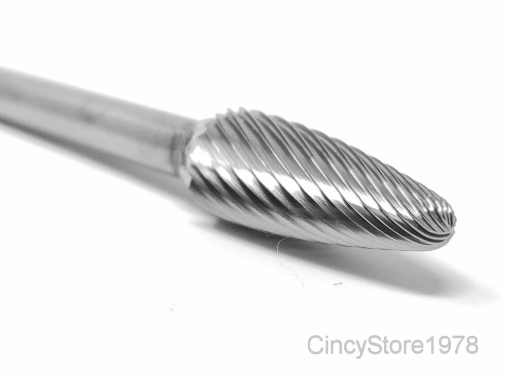 SF4S Tree Shape 7/16" Carbide Burr Bur Tool Die Grinder Bit 1/4" Shank