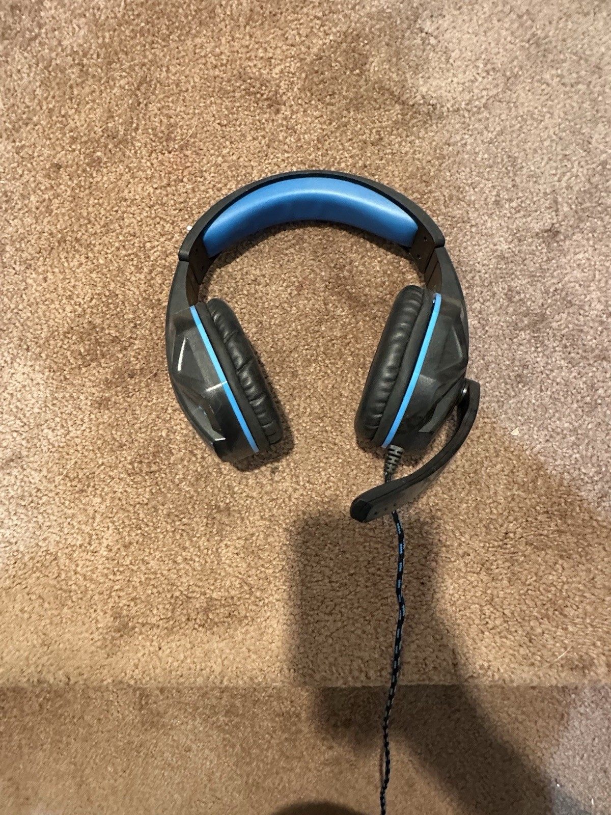 VONTAK 1100 Series USB Over-Ear Gaming Headset Boom Mic Volume Black/Blue