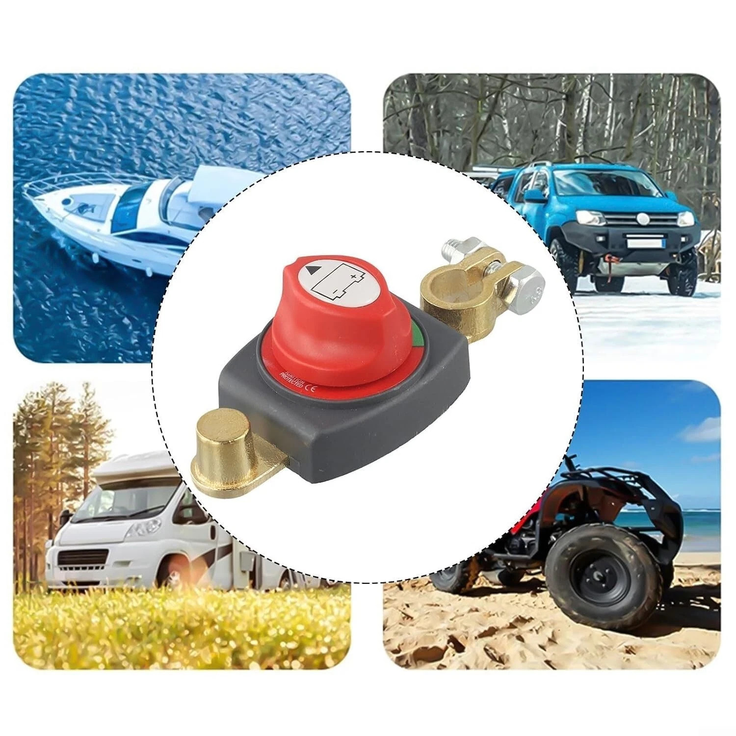 12-48V Top Post Battery Disconnect Switch - Marine Isolator/Cut-Off, Universal
