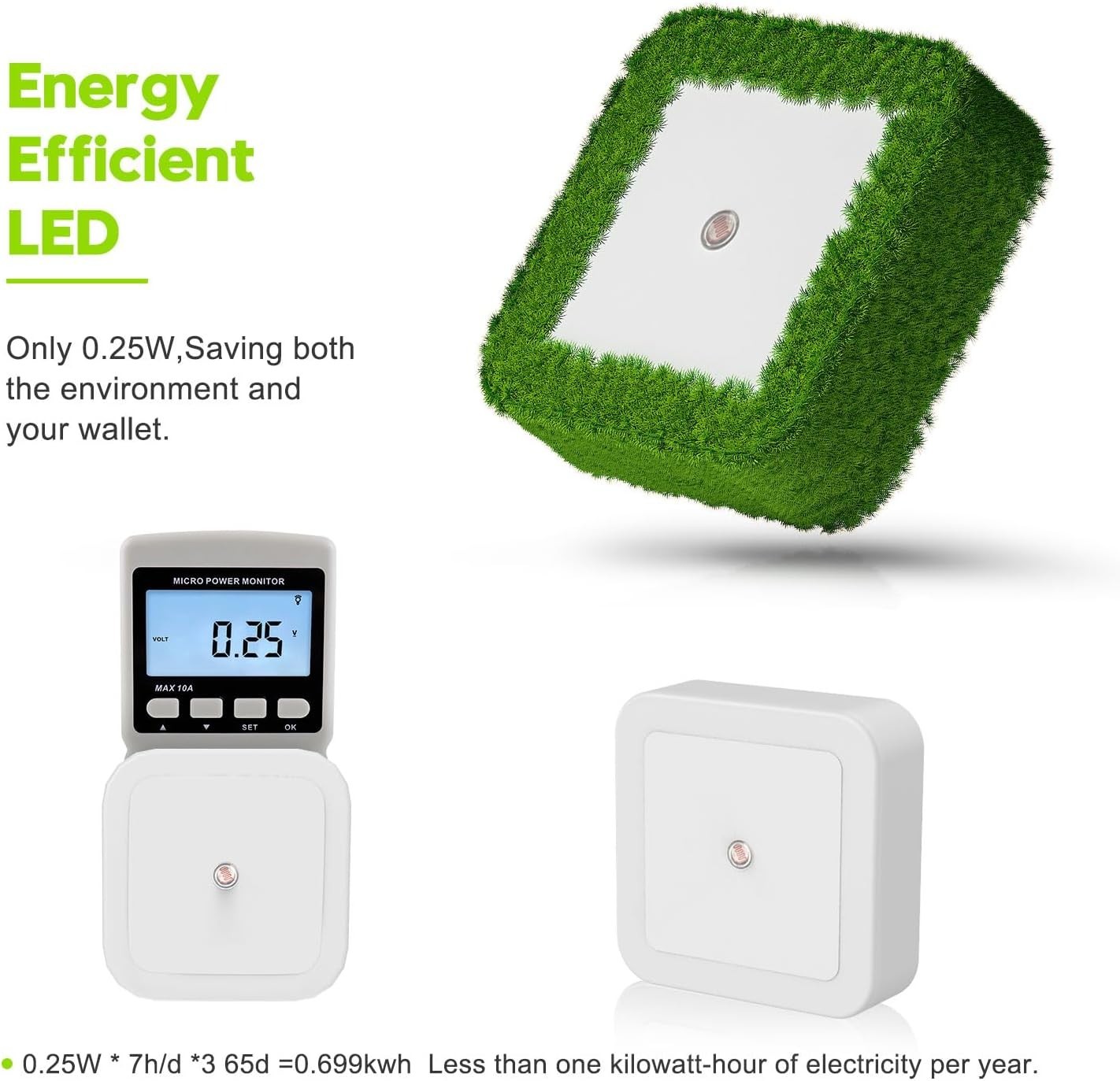 4 Pack Energy Efficient LED Night Lights for Home - Automatic Plug-in Design