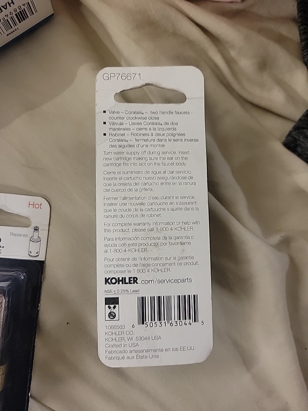Kohler GP76671 Valve Kit Replacement - New Sealed In Package