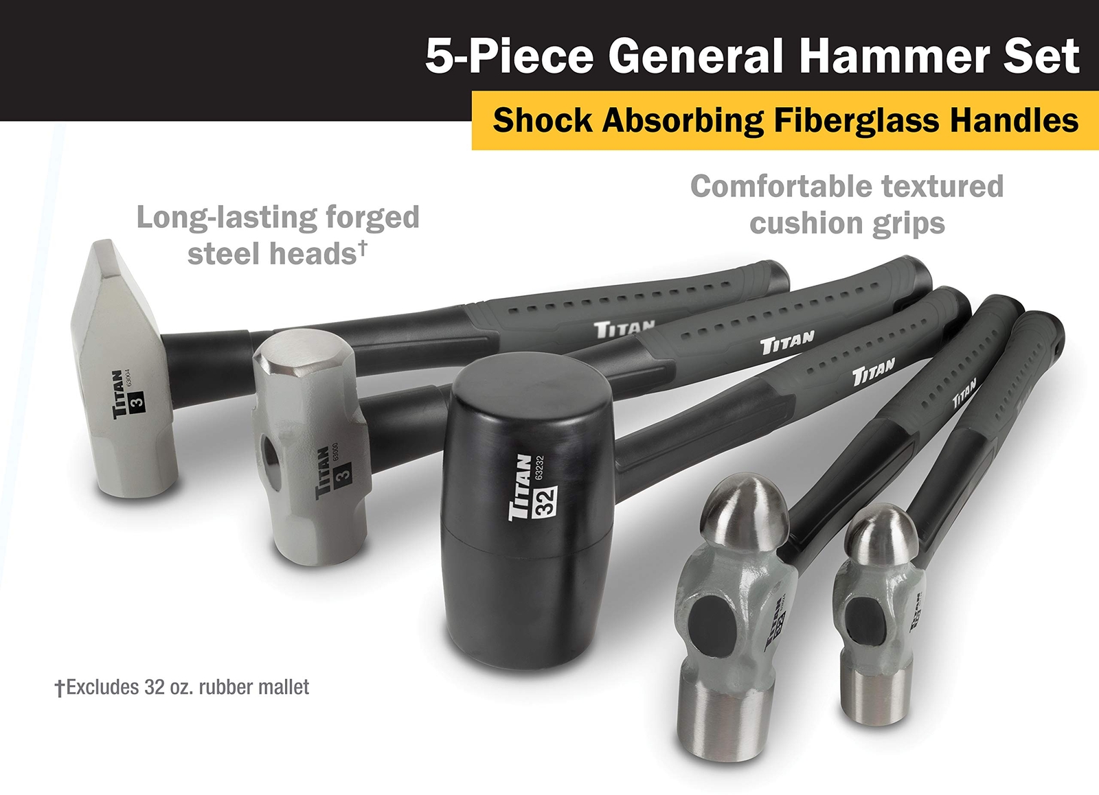 Comprehensive Hammer Set Includes Ball Pein Rubber Mallet and Sledge Hammers