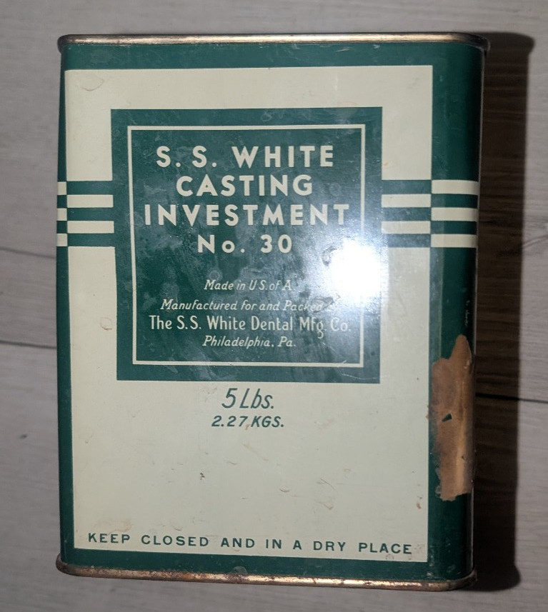 Vintage S.S. White Casting Ivestment No 30 Dental Mfg 3lb in Tin - Advertising