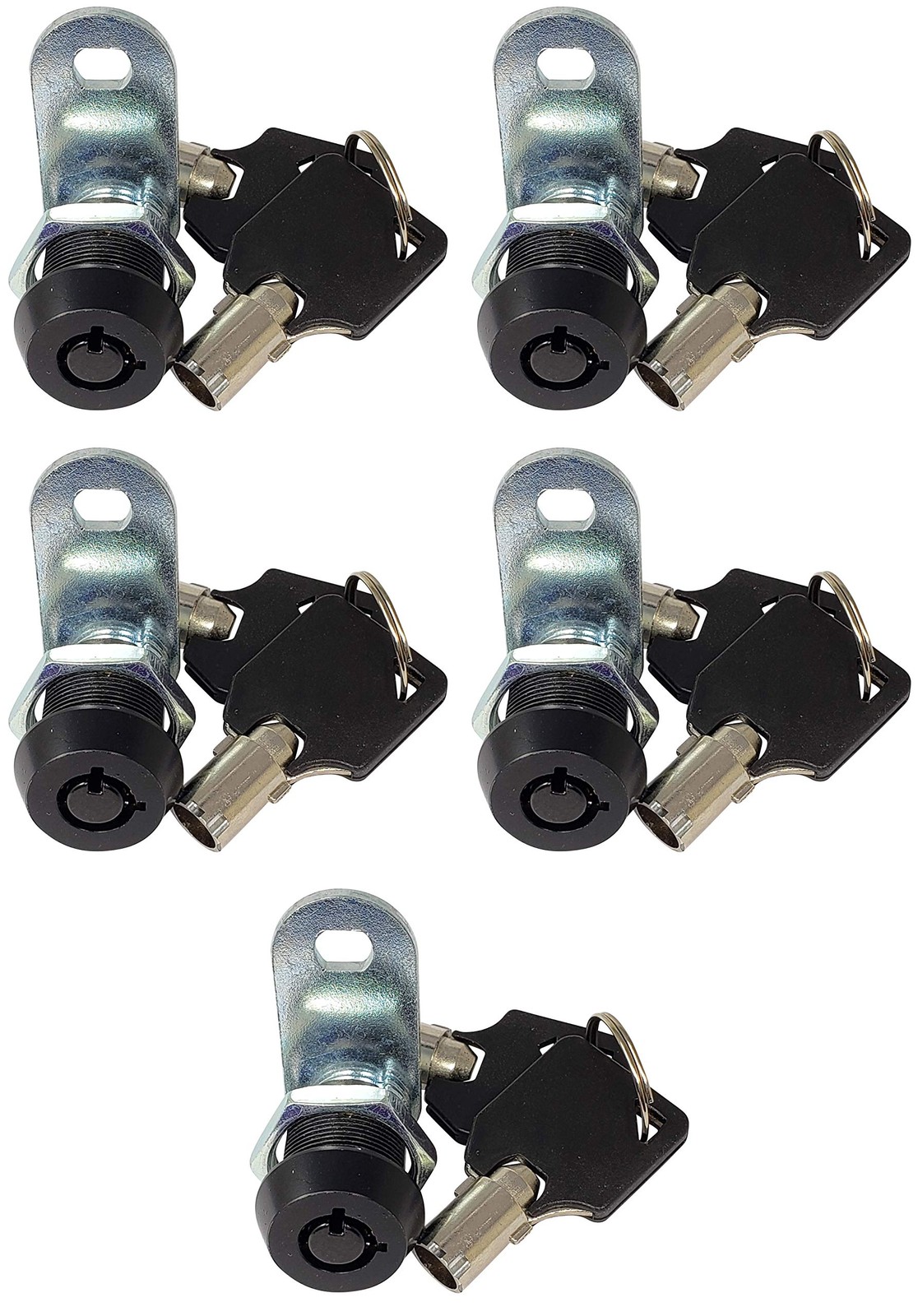 Admiral Locks Tubular Cam Lock, Keyed Alike 5/8" 90°, Black Pack of 5