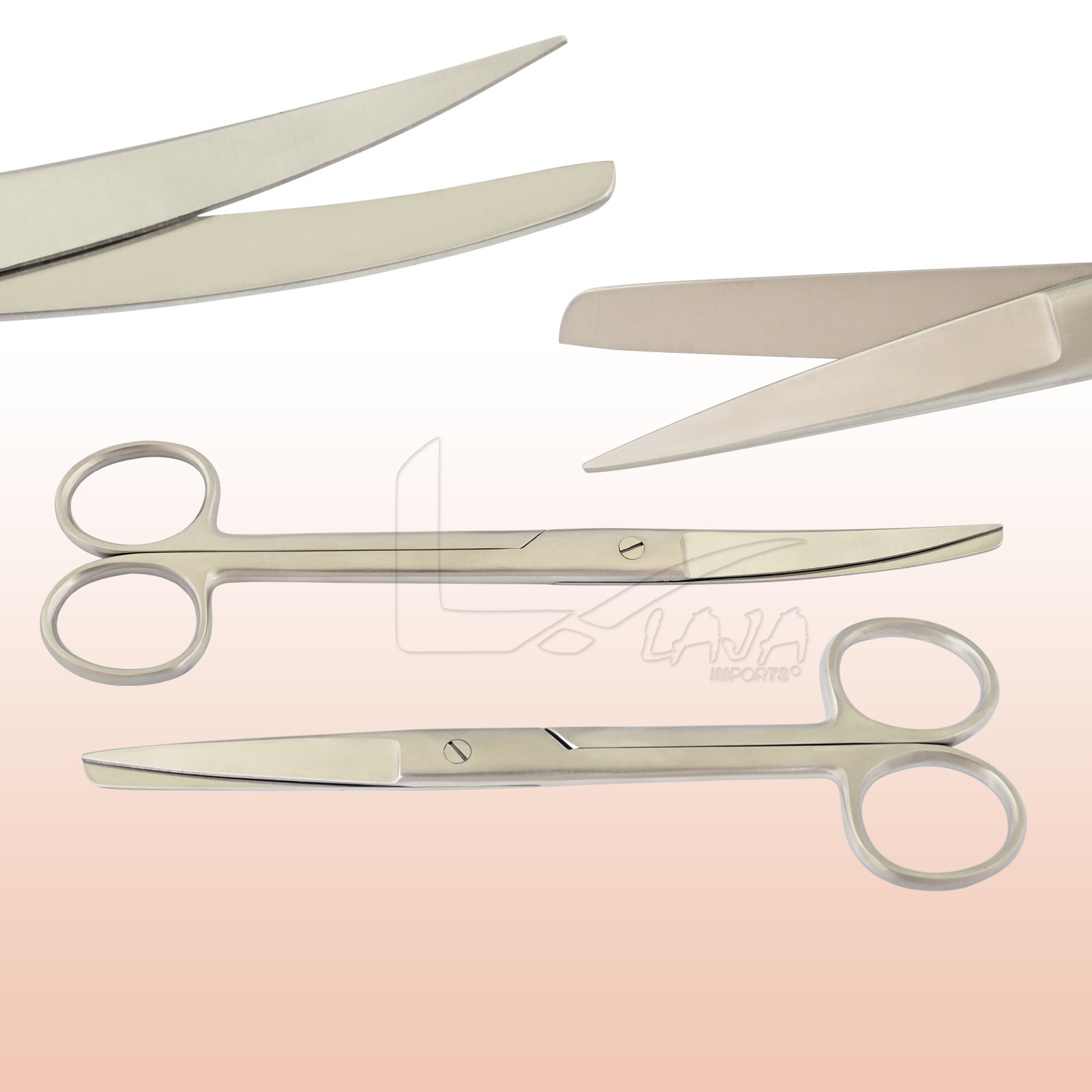 2 Pcs Surgical Medical Operating Scissors Straight & Curved 4.5" SHARP/BLUNT