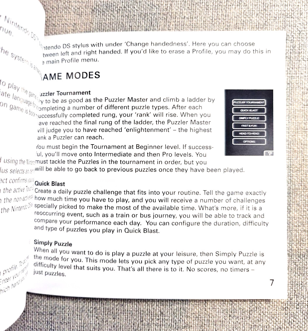 Puzzler Collection Instruction Manual Only - Nintendo DS