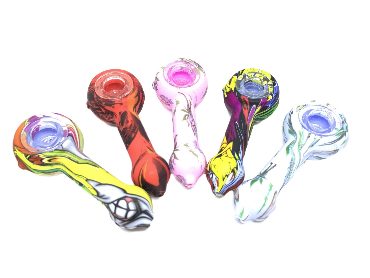 Silicone pipe with glass hearth 10.50 cm smoking tobacco herb