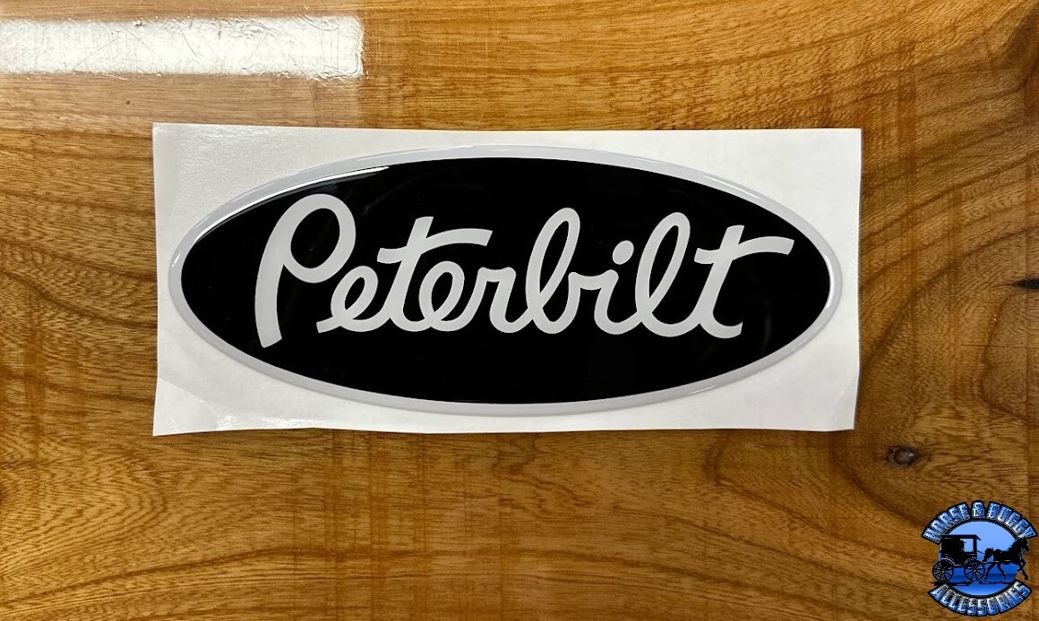 Black White/chrome replacement Peterbilt decal emblem genuine size & fit stick