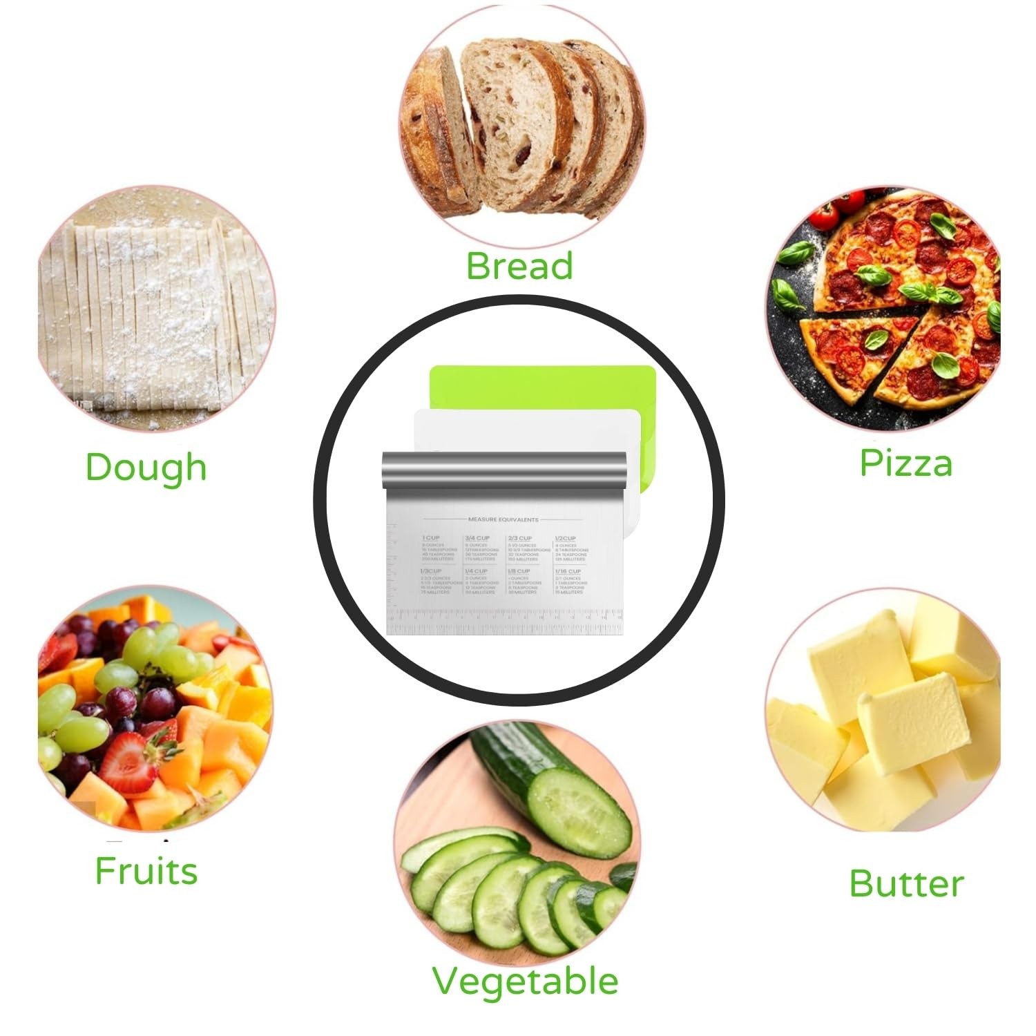 BOORIKA Dough Scraper & Bench Kitchen – Stainless Steel L, Silver
