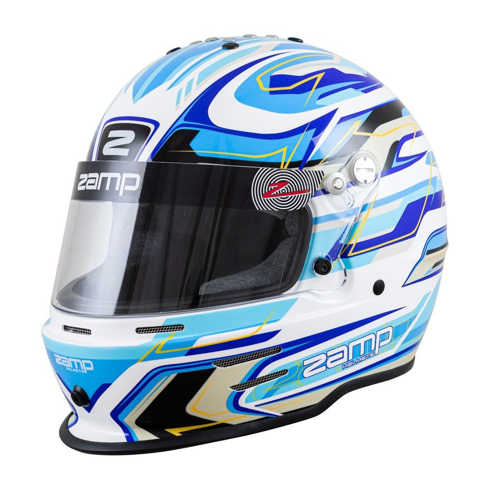 Zamp H753C4456, RZ-42Y Youth Helmet, 56cm, White/Blue/Lt Blue, Snell CMR2016