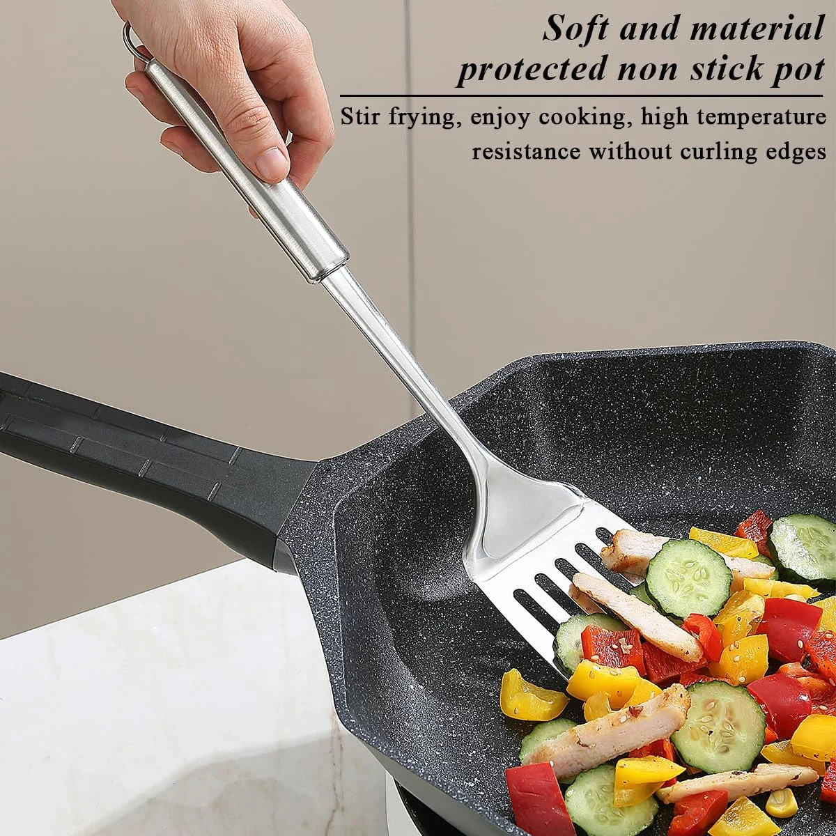 Stainless Steel Spatulas Set, ReaNea Silver Slotted Turner, Solid Turner, Heavy