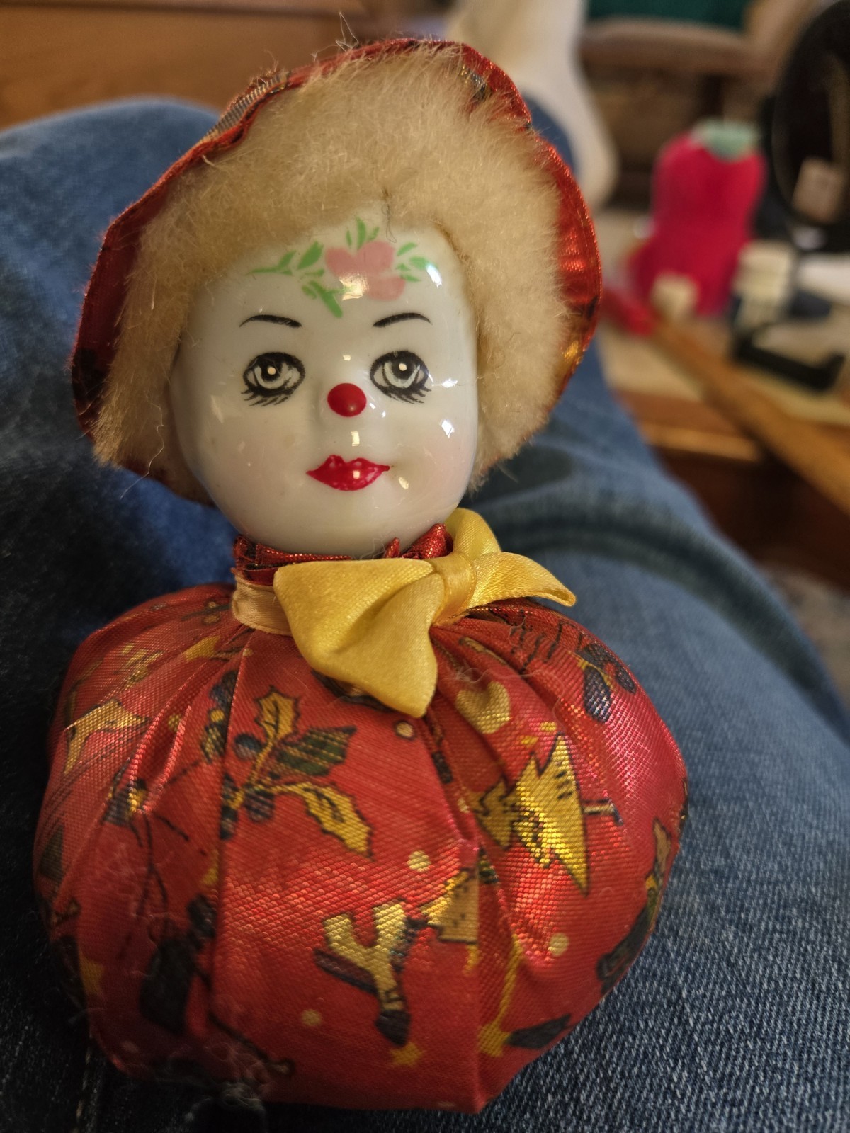 Lc Bo Polo Felice Clown Pin Cushion Jester Paper Weight Christmas Theme
