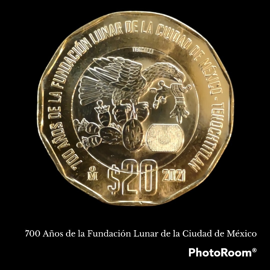 5 MONEDAS DE 20 PESOS 700 AÑOS DE LA FUNDACION LUNAR UNC LOT OF 5 MEXICAN COINS