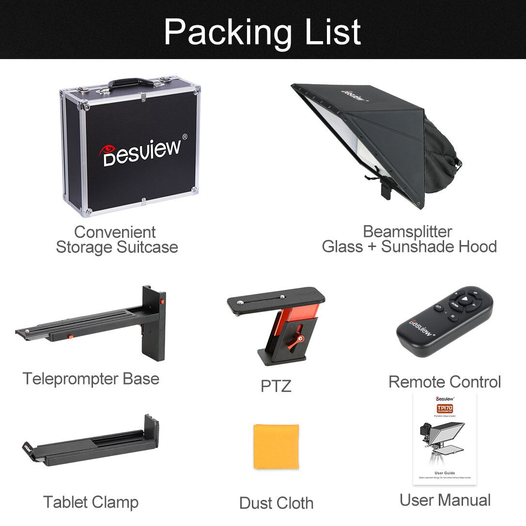 Desview TP170 17 inch Portable Universal HD Teleprompter for Tablet DSLR CameraV