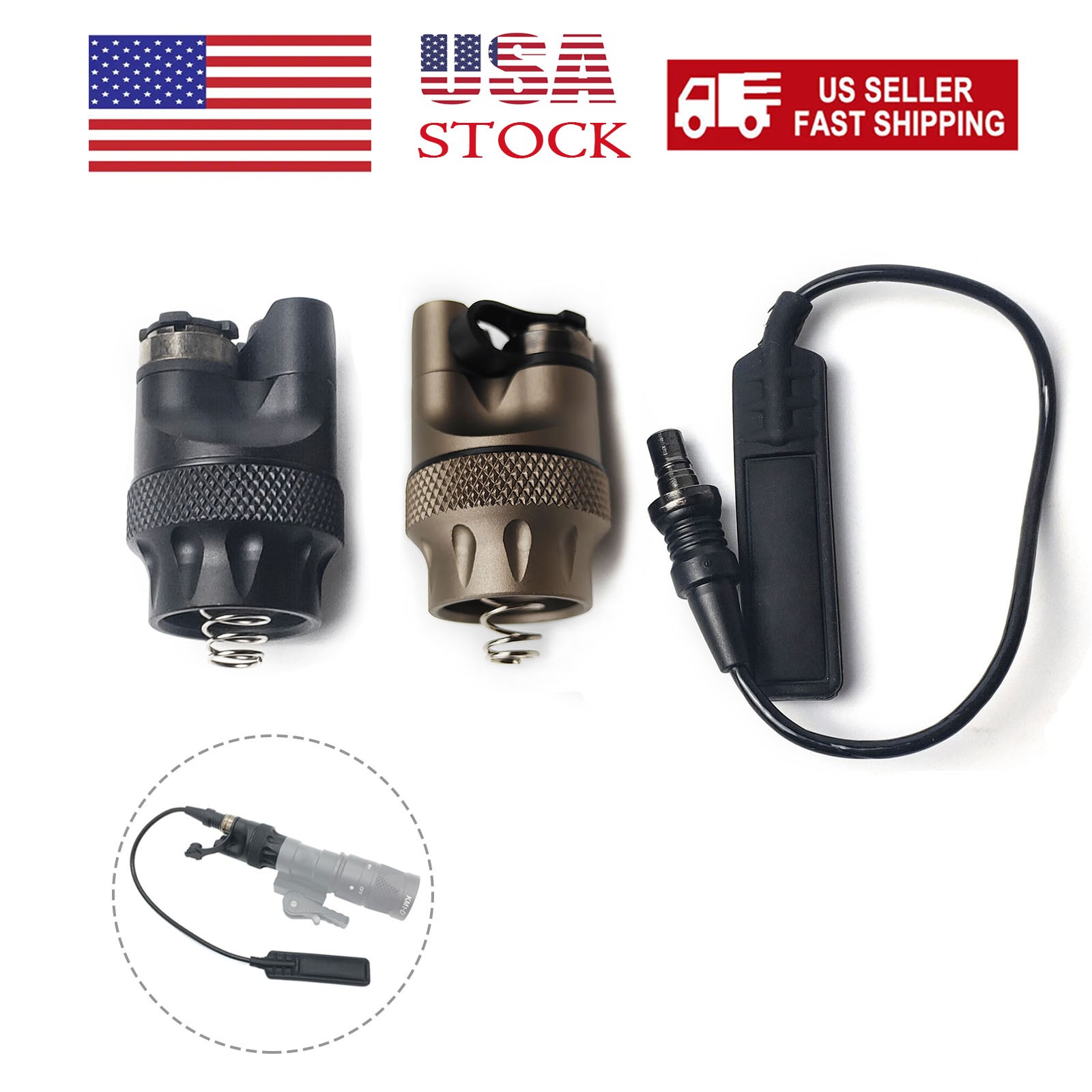 Dual Tail Switch Flashlight TailCap Pad Constant/Momentary For M300 M600 Series
