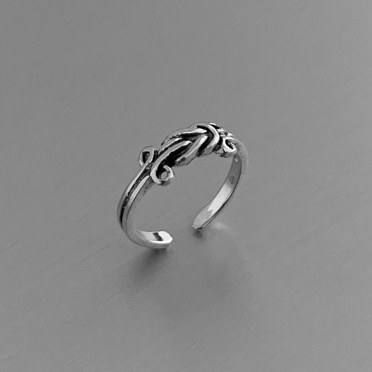 Sterling Silver Long Knot Toe Ring, Silver Ring, Love Ring