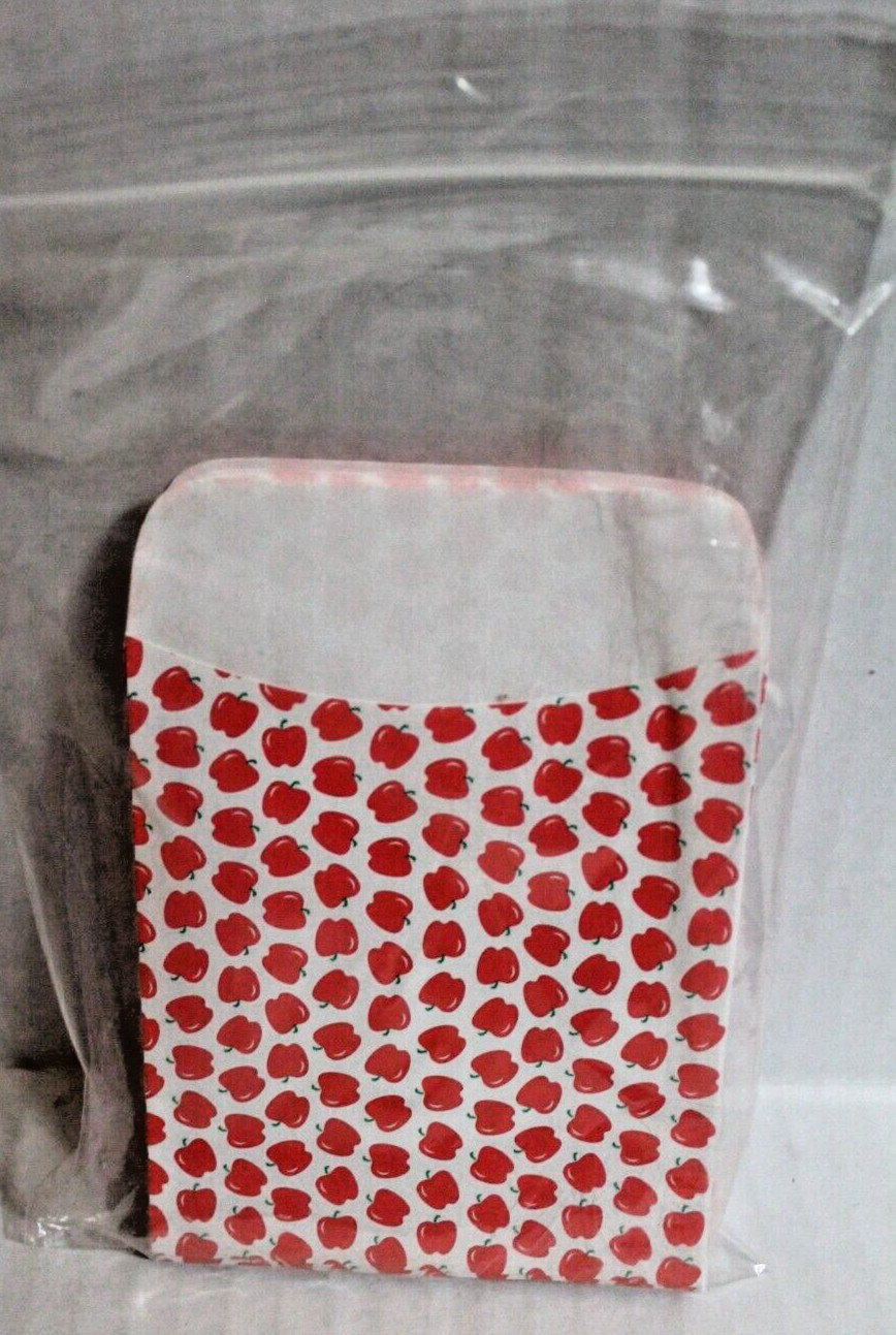 Demco 25-Count Red Apples Print Stick-On Book Pockets 3.5 x 5" Envelope Pocket