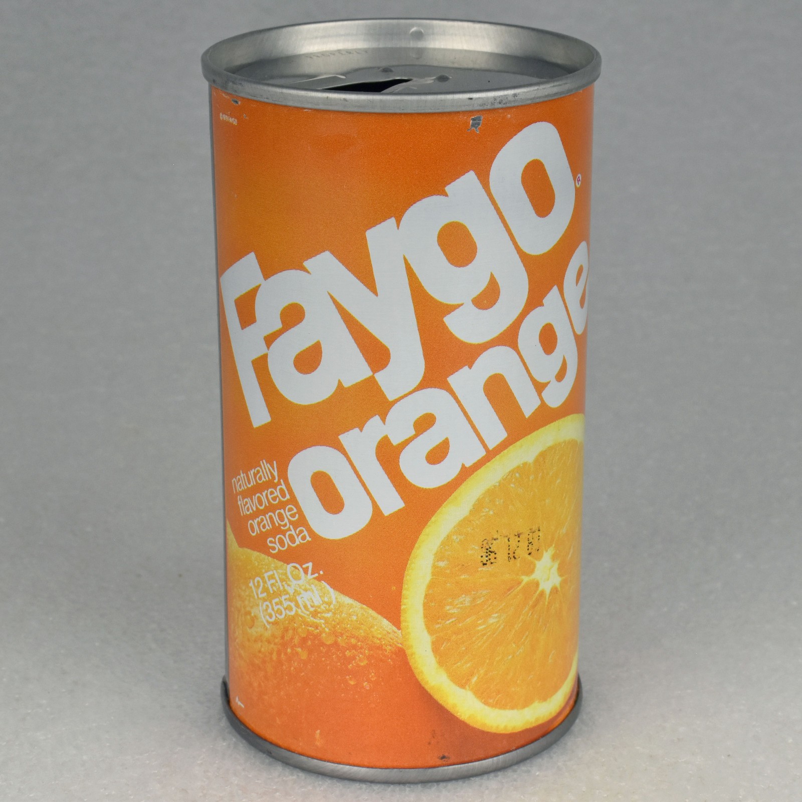 VTG 1970s Faygo Orange Soda Pop Can 12oz Straight Steel Detroit MI