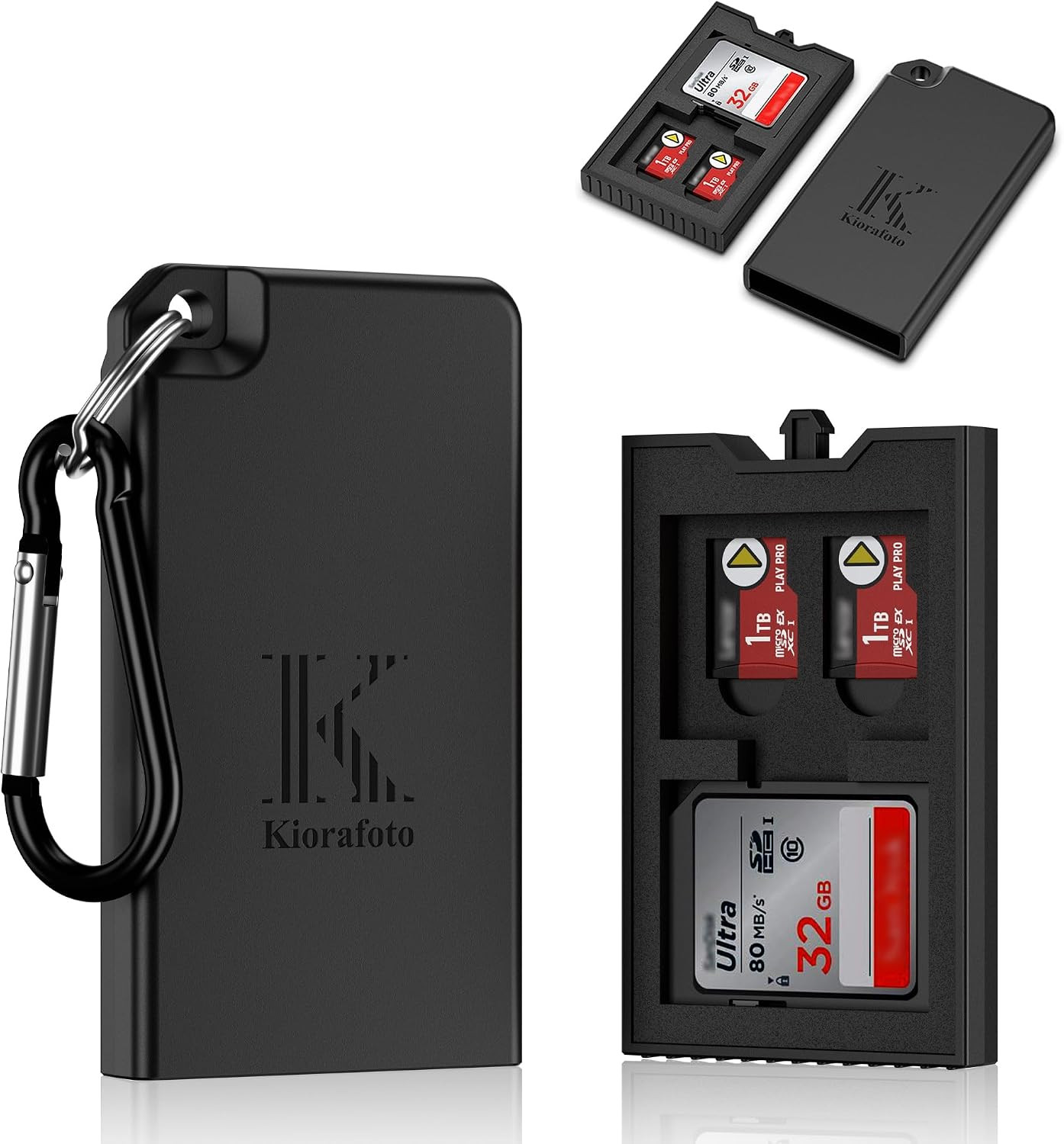 Pop-Up Small Memory Card Case Holder for 2 SD SDHC SDXC Cards & 4 TF Microsd MSD