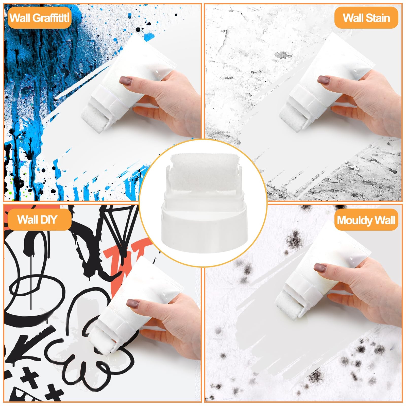 12 Pack Touch Up Paint Brushes with Roller, Refillable Paint Roller Brushes w...