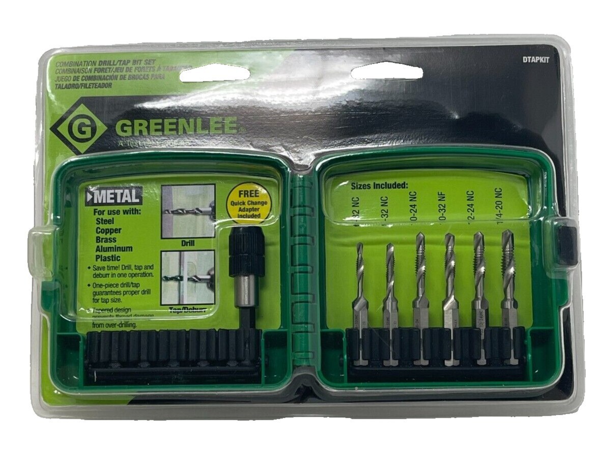 Greenlee DTAPKIT 6-32 to 1/4-20 6 Piece Metal Drill/Tap Set New in Package