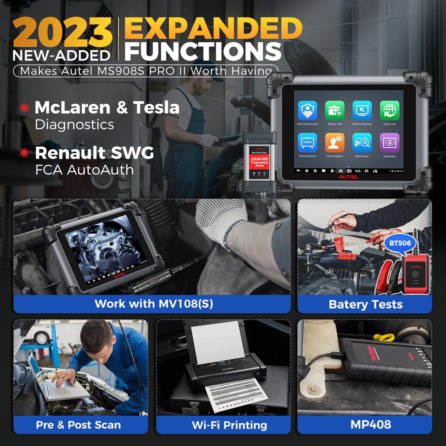 Autel MaxiSys MS908S PRO II 2023 J2534 Programming Diagnostic Tool OBD2 Scanner