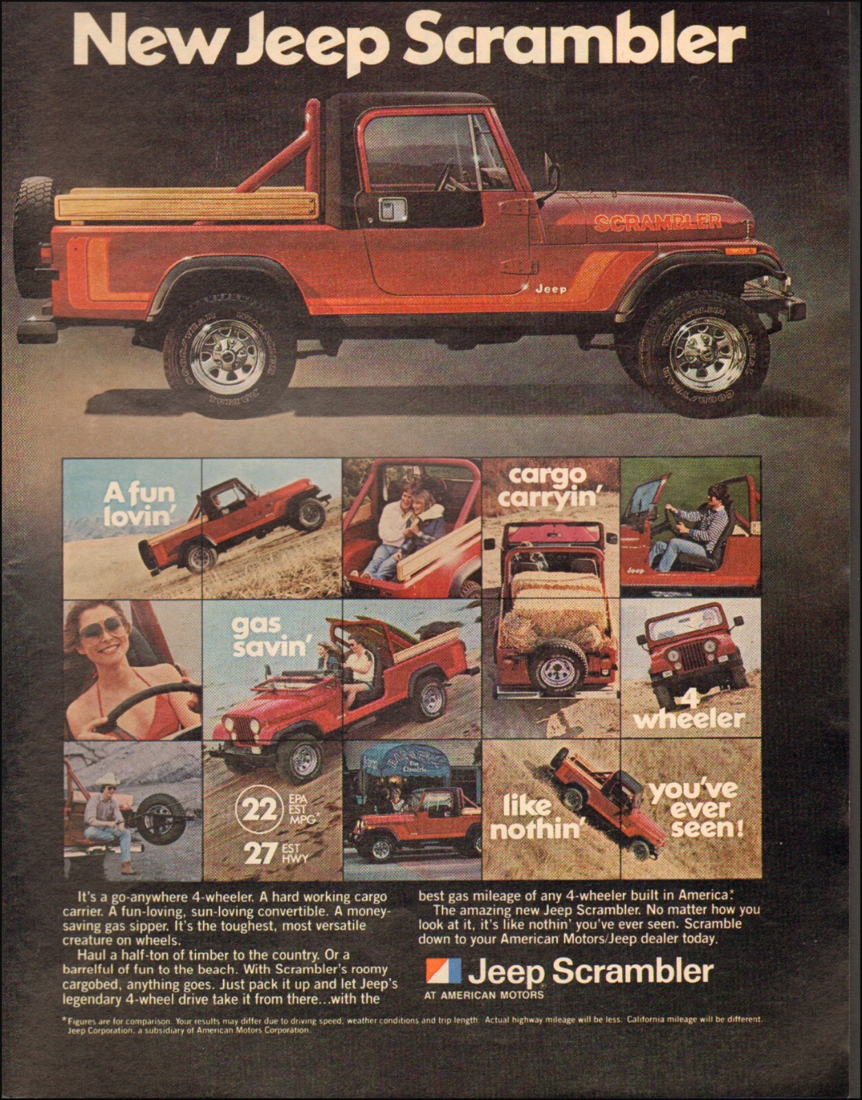 1981 Print ad for Jeep Scrambler American Motors retro photo Red   062622