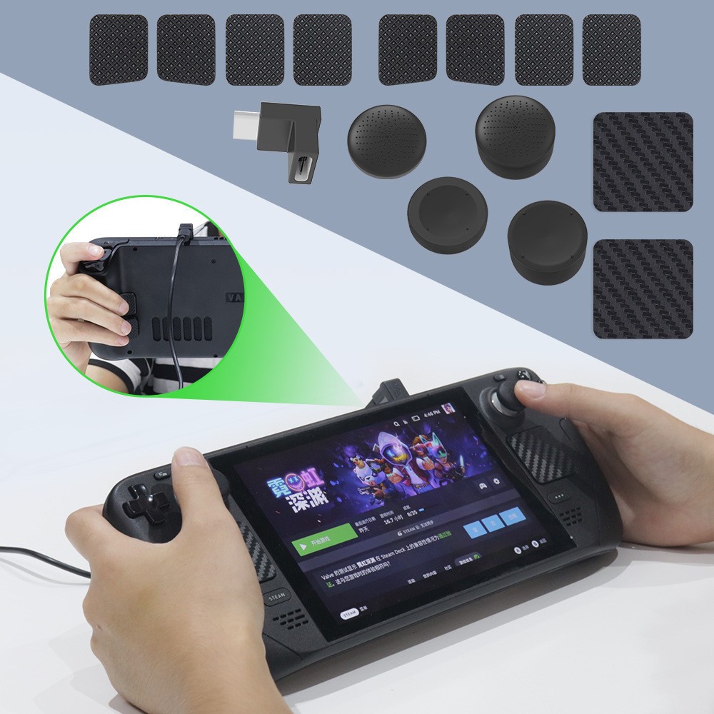 Console Touchpad Protective Film +Type-C Adapter+ Thumb Grip Kit for Steam Deck