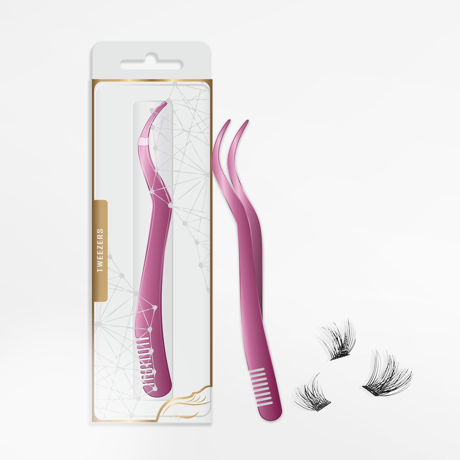 2-in-1 Lash Tweezer  Comb Tool for Eyelash Extensions and Eyebrow Precision