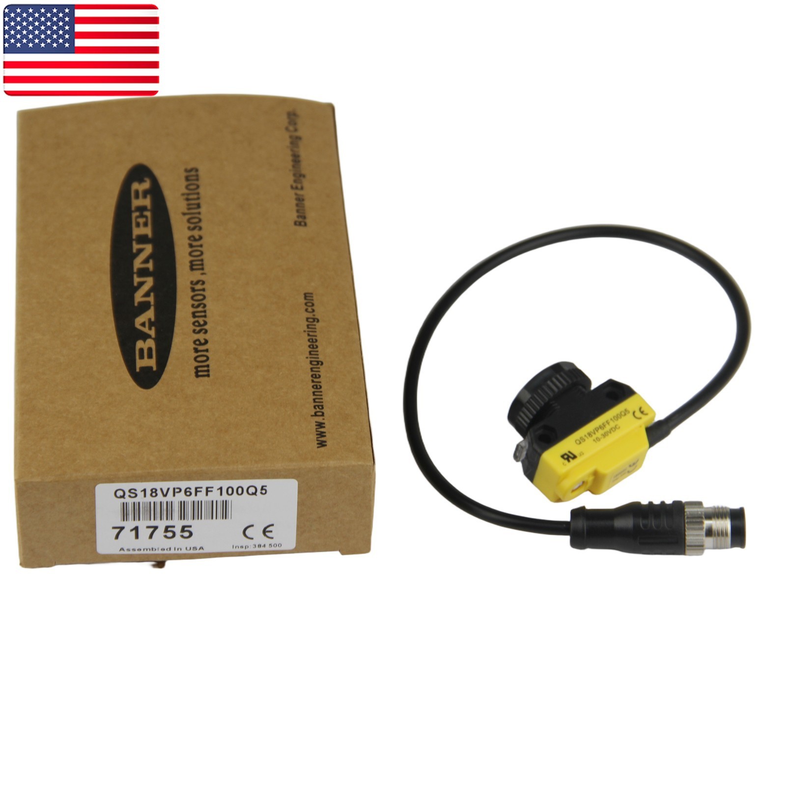 New Banner QS18VP6FF100Q5 10-30VDC Photoelectric Sensor - US Stock